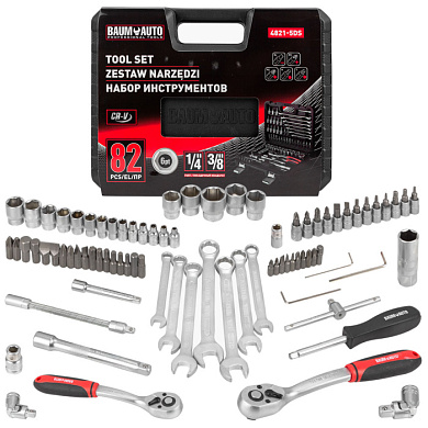 Набор инструментов 82 пр. 1/4''&3/8'', 6-гр. BaumAuto BM-4821-5DS