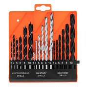 Набор сверл по бетону, металлу, дереву 3-4-5-6-8-10 мм, 18 шт, пластиковый бокс, цилиндрический хвостовик Sparta 725305