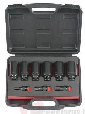 Набор ударных головок 12-гр., головок-бит HEX 9 пр. 1/2'' Force 40912