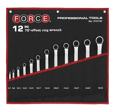 Набор накидных 12-гр. ключей 12 пр., 6х7 - 30х32 мм, с изгибом Force 51213C