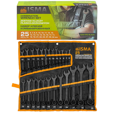 Набор ключей комбинированных 6-32 мм 25 пр ISMA ISMA-5261PD BLACK
