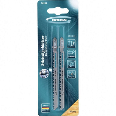 Полотна для электролобзика по дереву, 2 шт, (3180) Gross 78281