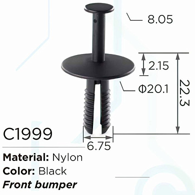 Клипса для крепления внутренней обшивки а/м GM пластиковая, 100 шт Forsage C1999(GM)