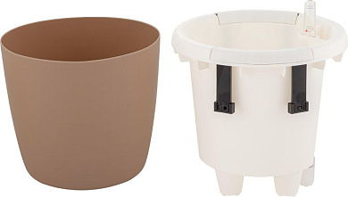 Горшок с автополивом InGreen Munchen D210мм/5л с внутренней вставкой 3,4л, круглый шокол Пластик Репаблик IG622111047