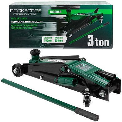 Домкрат подкатной гидравлический 3 т, с механизмом быстрого подъема и сменной надставкой, 150-530 мм RockForce RF-T83006B