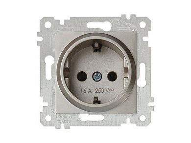 Розетка 1-ая, скрытая, без рамки, с/з, титан, RITA, 16 A, 250 V, IP 20, Mutlusan 22006000283