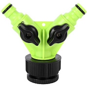 Распределитель поливочный двухканальный Deli GS EDL8797, 3/4", черный, зеленый