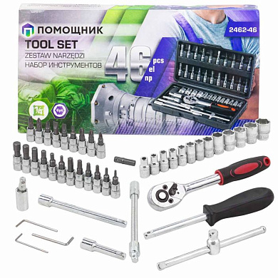 Набор инструмента 46 пр. 1/4'' 6-гр, 4-14 мм Помощник 2462-46