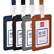 Бэдж для пропусков "Deli", 72х108 мм, вертикальный, коричневый