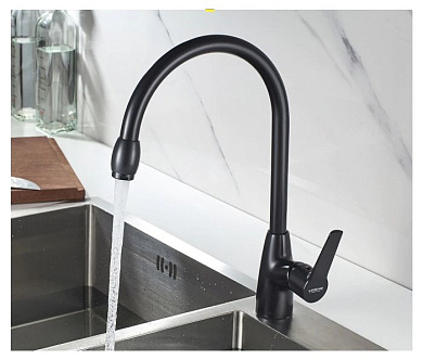 Смеситель для кухни, латунь, черный Ledeme L4069B