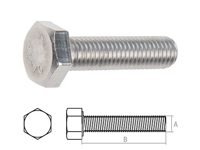 Болт М6х25 шестигр., нерж.сталь (А2), DIN 933 (10 шт в зип-локе) STARFIX