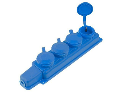 Розетка 4-ая переносная, с/з, 16А, 250В, брызг. защ. каучук, синяя, РП16-432 С Юпитер JP7601-11