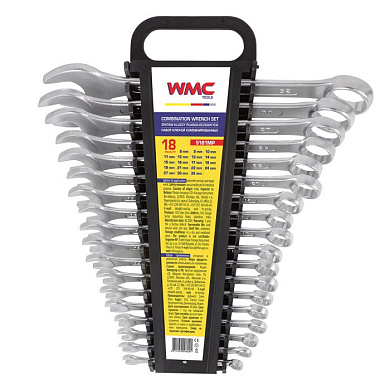 Набор ключей комбинированных 18 пр., 8-19, 21, 22, 24, 27, 30, 32 мм WMC TOOLS WMC-5181MP