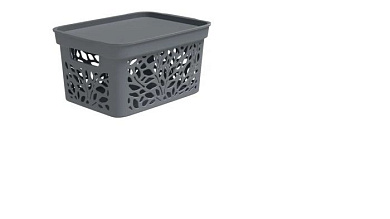 Корзина с крышкой Leaves 5,5л 274×197×140мм (серый) Полимербыт 4383601