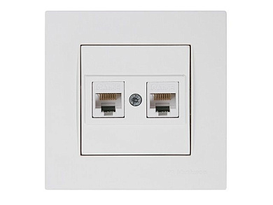 Розетка компьютерная 2xRJ45, Cat5e, скрытая, белая, RITA, Mutlusan 22201380101