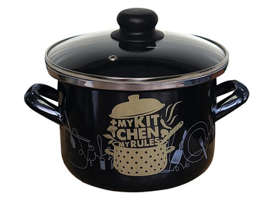 Кастрюля 1,5л (цил.) "Моя кухня" Сантэкс 1-2215112(Черн)(28)