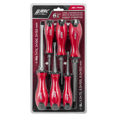 Набор отверток силовых магнитных SL, РН 6 пр JBC JBC-7006