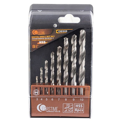 Набор сверл по металлу 8 пр, 3-10 мм FORSTIME FT-DBS08